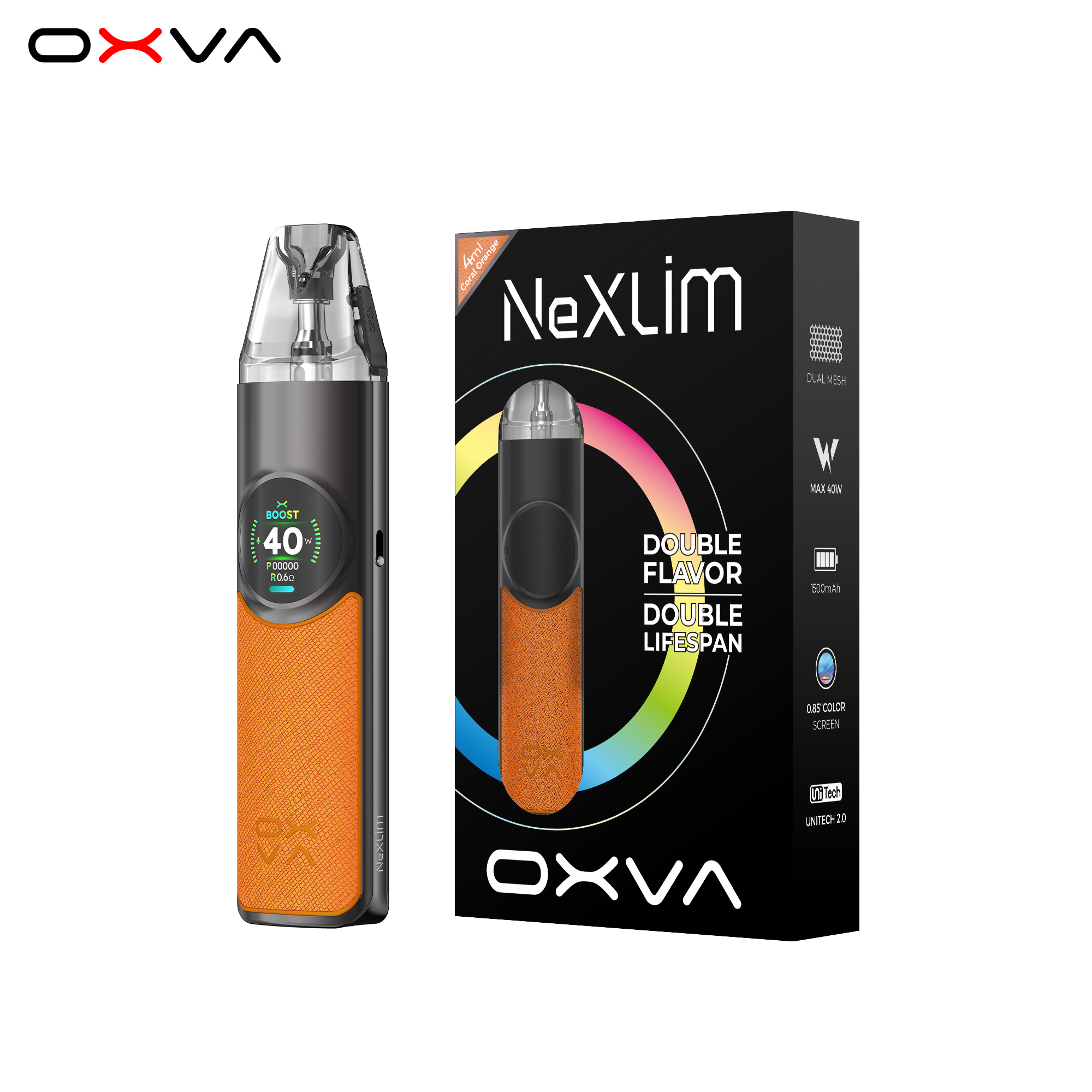 Coral Orange_OXVA NeXLIM_Dual Mesh Pod 2025 03