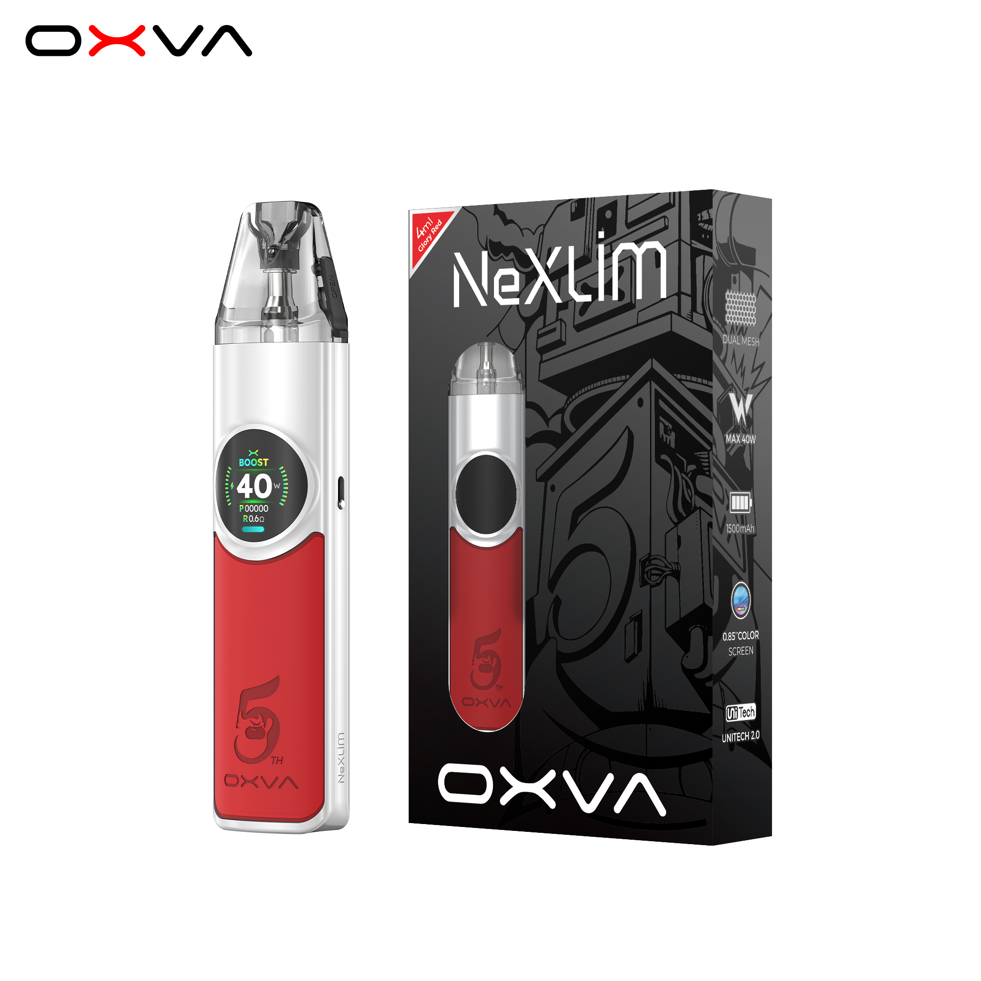 Glory Red_OXVA NeXLIM_Dual Mesh Pod 2025 03
